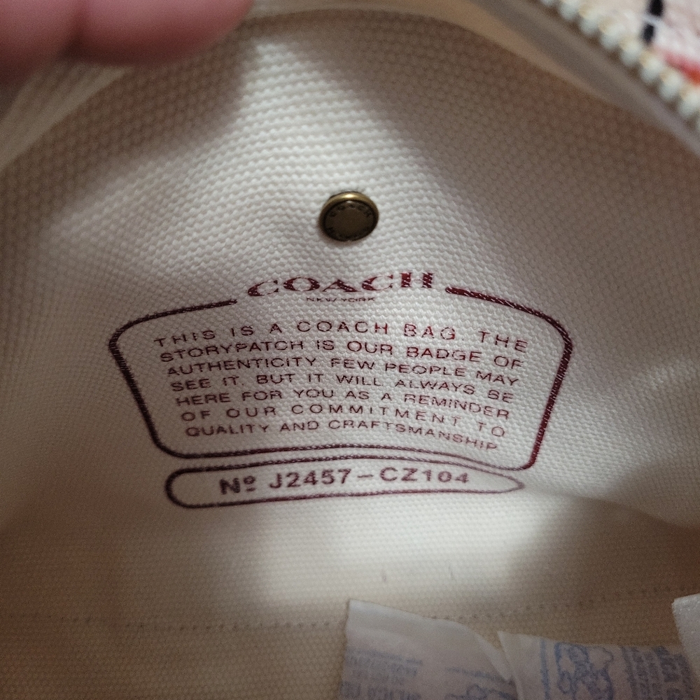 SOLD Coach Mini Tote Cherry Print Tote Bag - White and Red - Picture 3 of 10